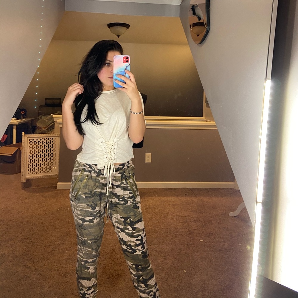 POOF short sleeved corset style top